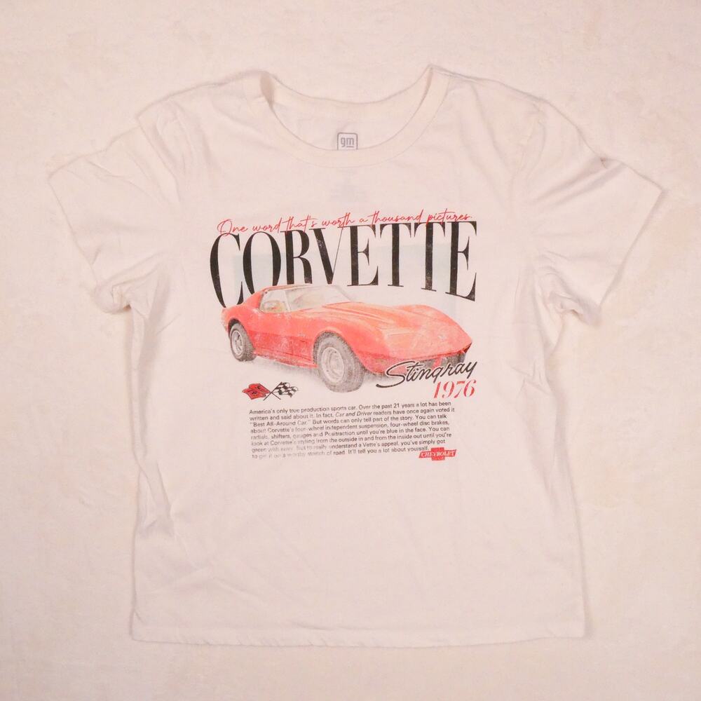 General Motors Corvette Stingray 1976 Graphic T-Shirt Size M Y2K 90s GM Car